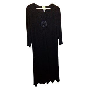 Black Long Sleeve Dress with Flower, Size 22/3X NWT